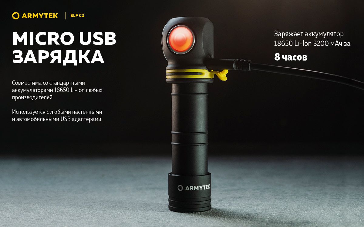 Мультифонарь светодиодный Armytek Elf C2 Micro USB F05102C, 1100 люмен, холодный свет - фото